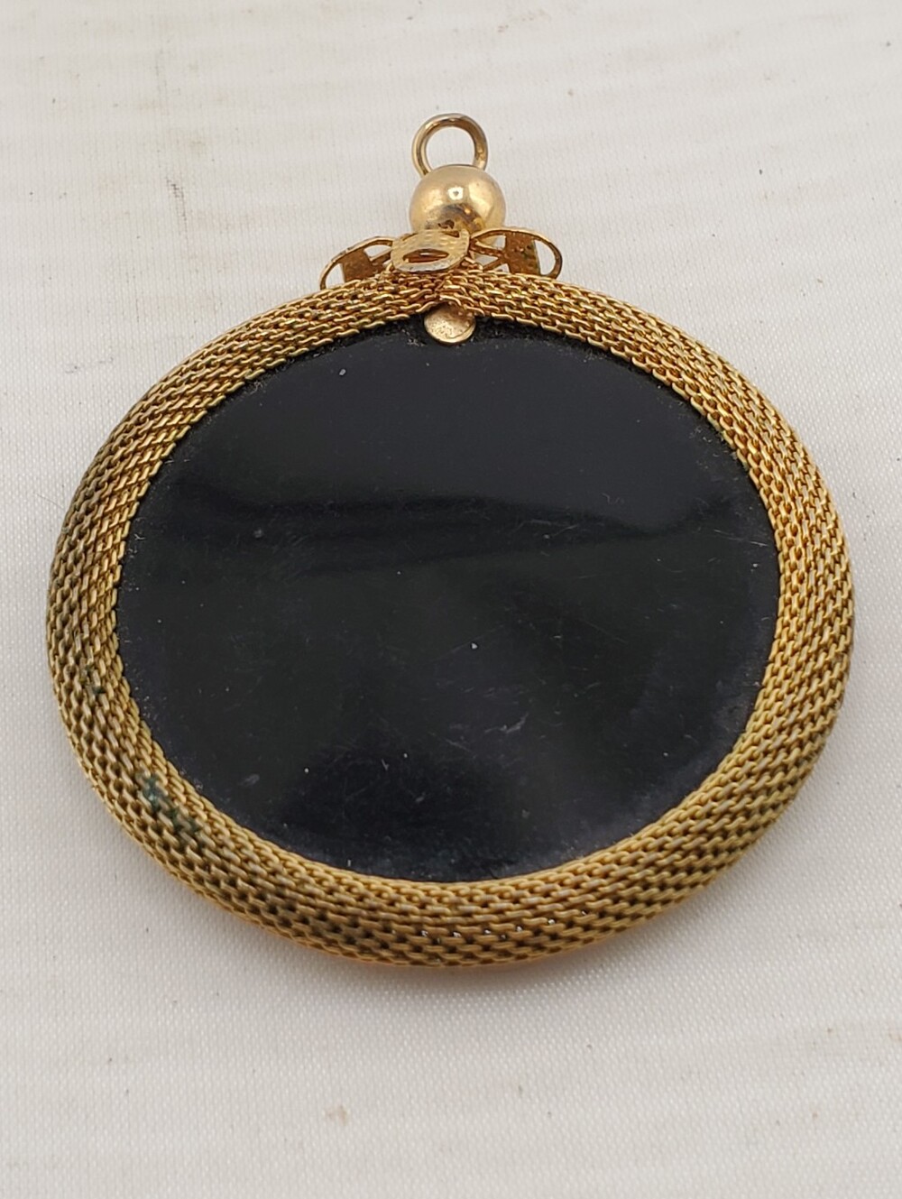 Art Deco Woven Metal Black Pendant